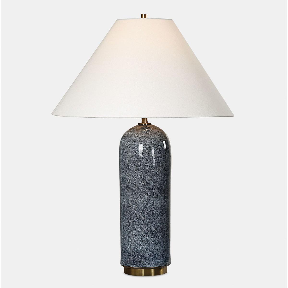 Uttermost 30474 Mayetta 27.75 inch 100 watt Deep Blue Glaze and Plated Antique Brass Table Lamp Portable Light