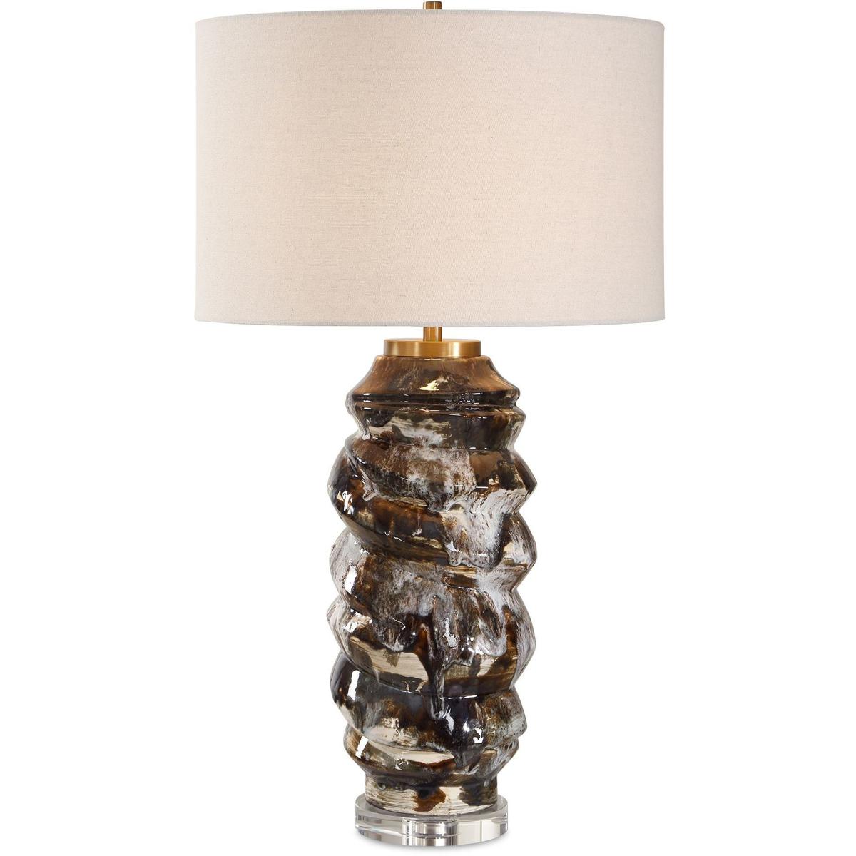 Uttermost 30649 Cuoco 31.75 inch 150 watt Chocolate Brown and Off White with Crystal Table Lamp Portable Light