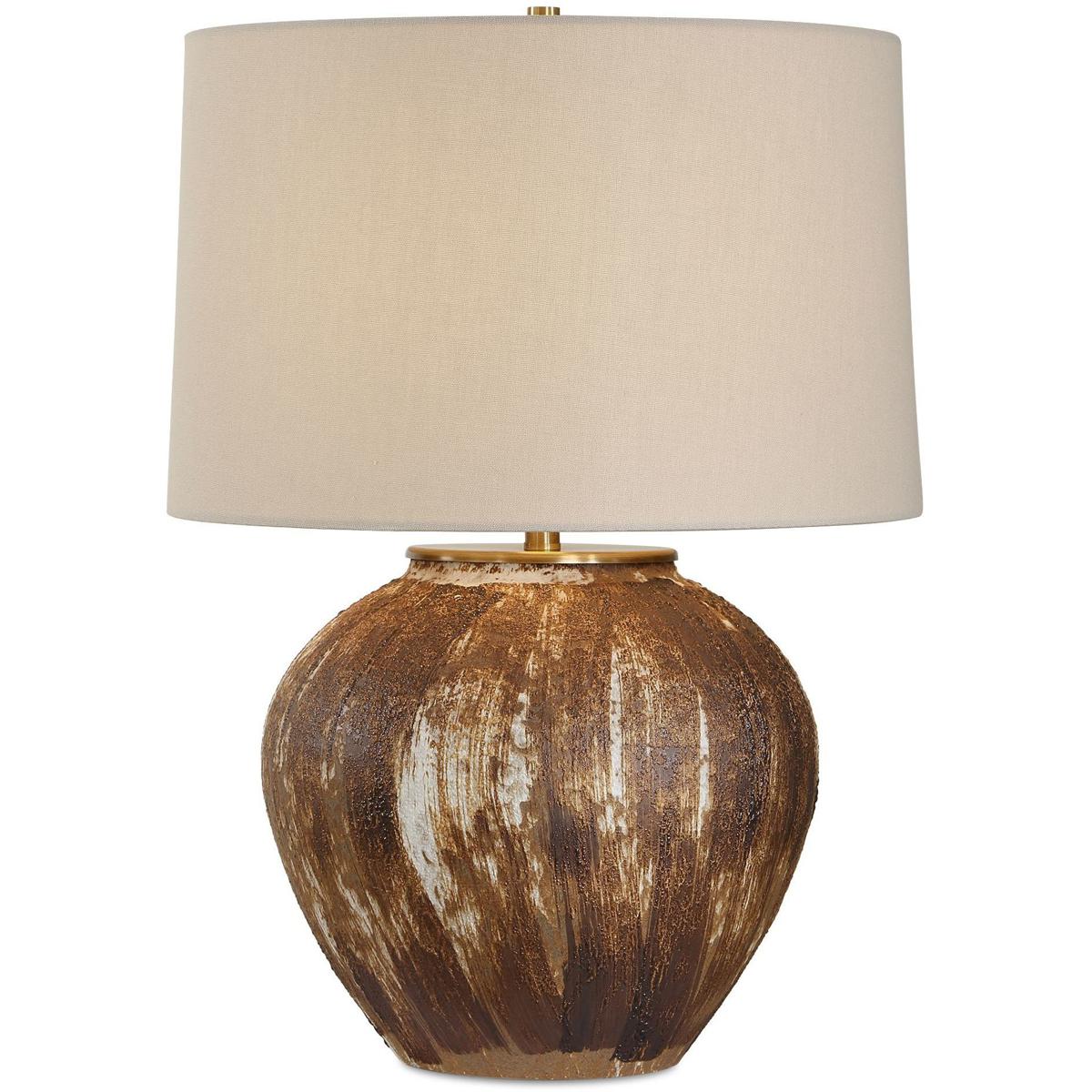 Uttermost 30667-1 McKinley 22.5 inch 150 watt White and Chocolate Brown with Antique Brass Table Lamp Portable Light