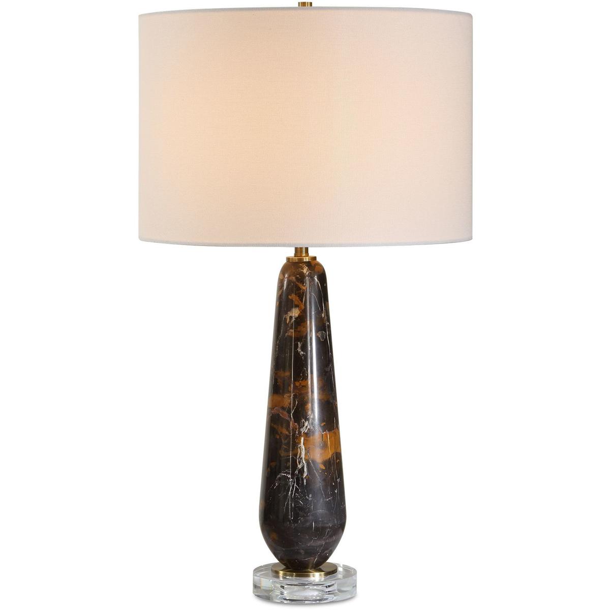 Uttermost 30670-1 Dames 26.75 inch 150 watt Dark Marble and Crystal with Antique Brass Table Lamp Portable Light