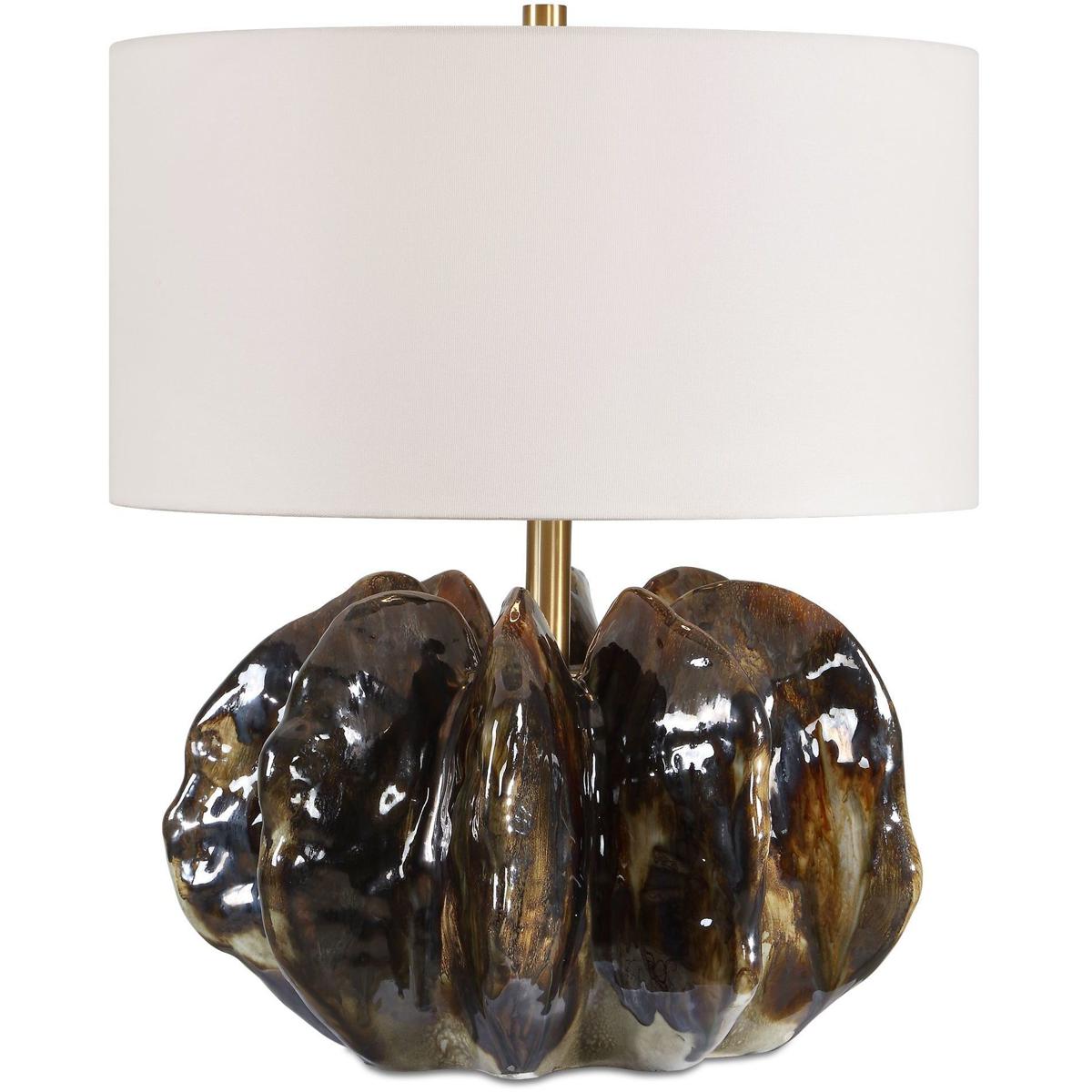 Uttermost 30677 Jaudon 23 inch 150 watt Chocolate Brown and Bronze with Brass Table Lamp Portable Light