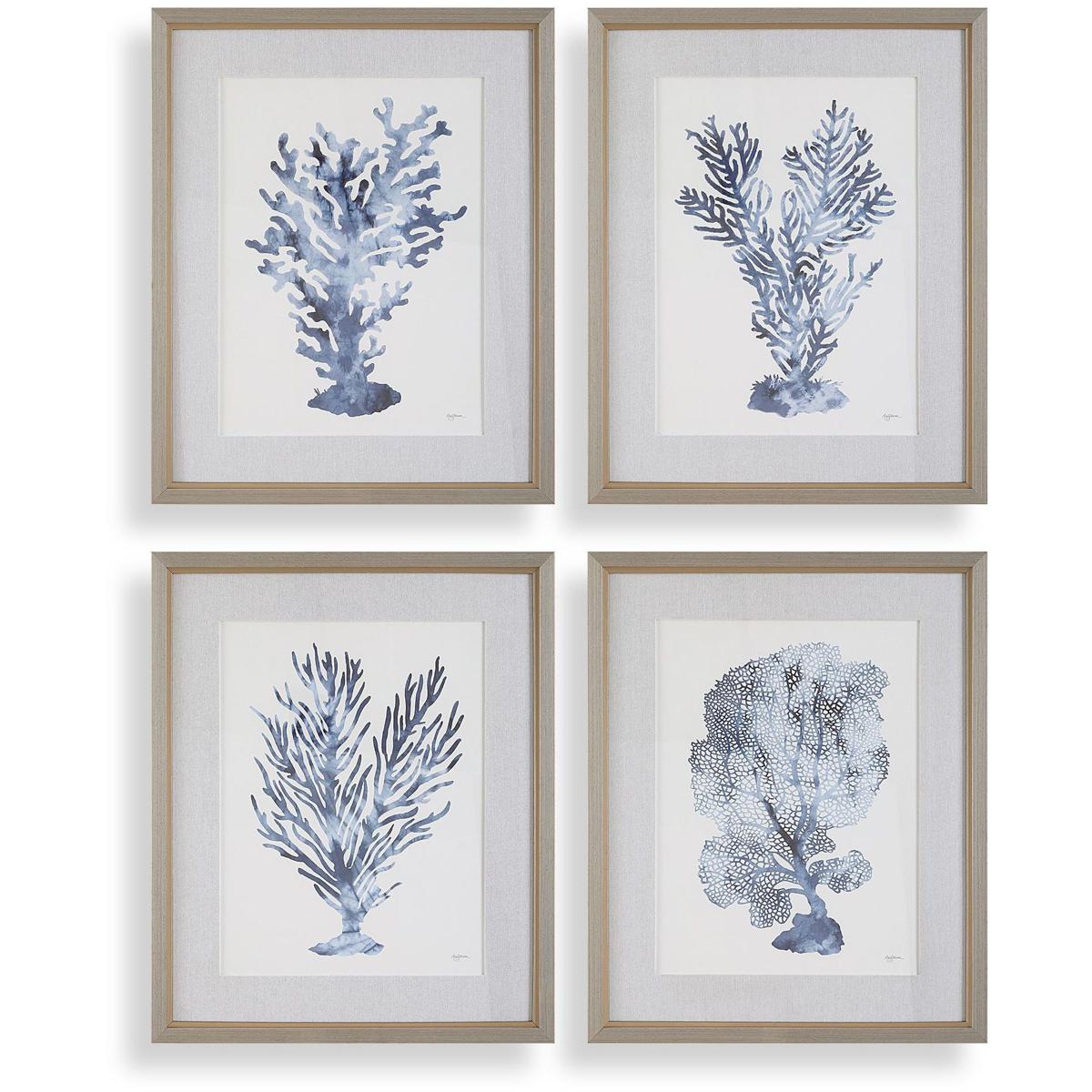 32428 26 x 32 x 2 in. Shibori Coral Framed Prints, Multi Color - Set of 4