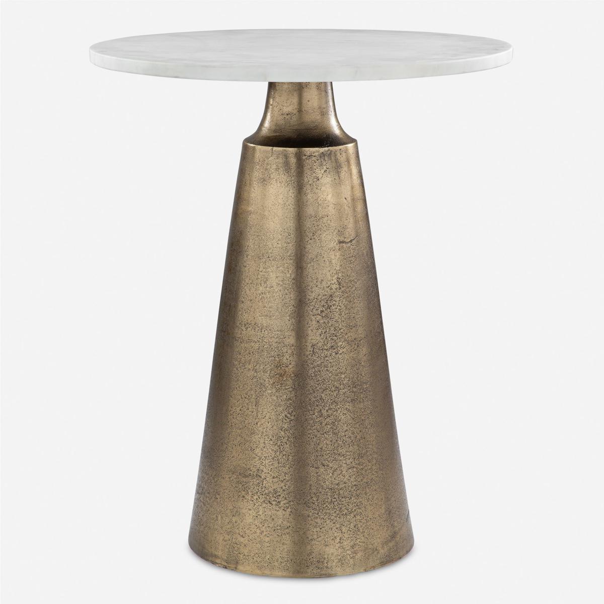 Uttermost 50026 Midsummer 24 X 20 inch Antique Brass and Travertine Accent Table