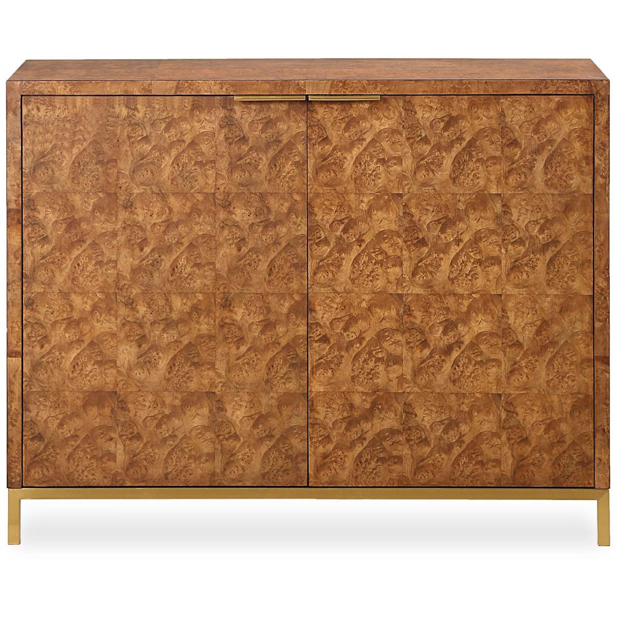 Uttermost 50083 Jethro Burl Veneer and Gold 2 Door Cabinet