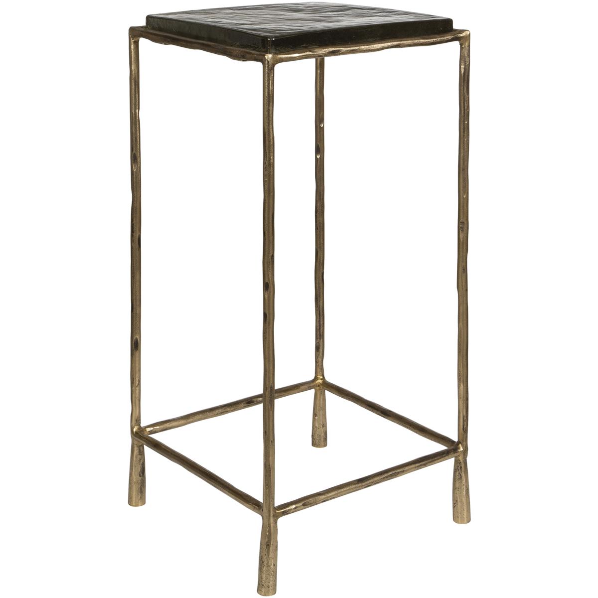 50089 24 x 12 x 12 in. Ovard Antiqued Gold Brass Accent Table