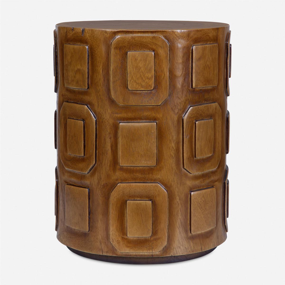 50114 14 x 18 x 14 in. Alson Geometric Accent Table, Woodtone