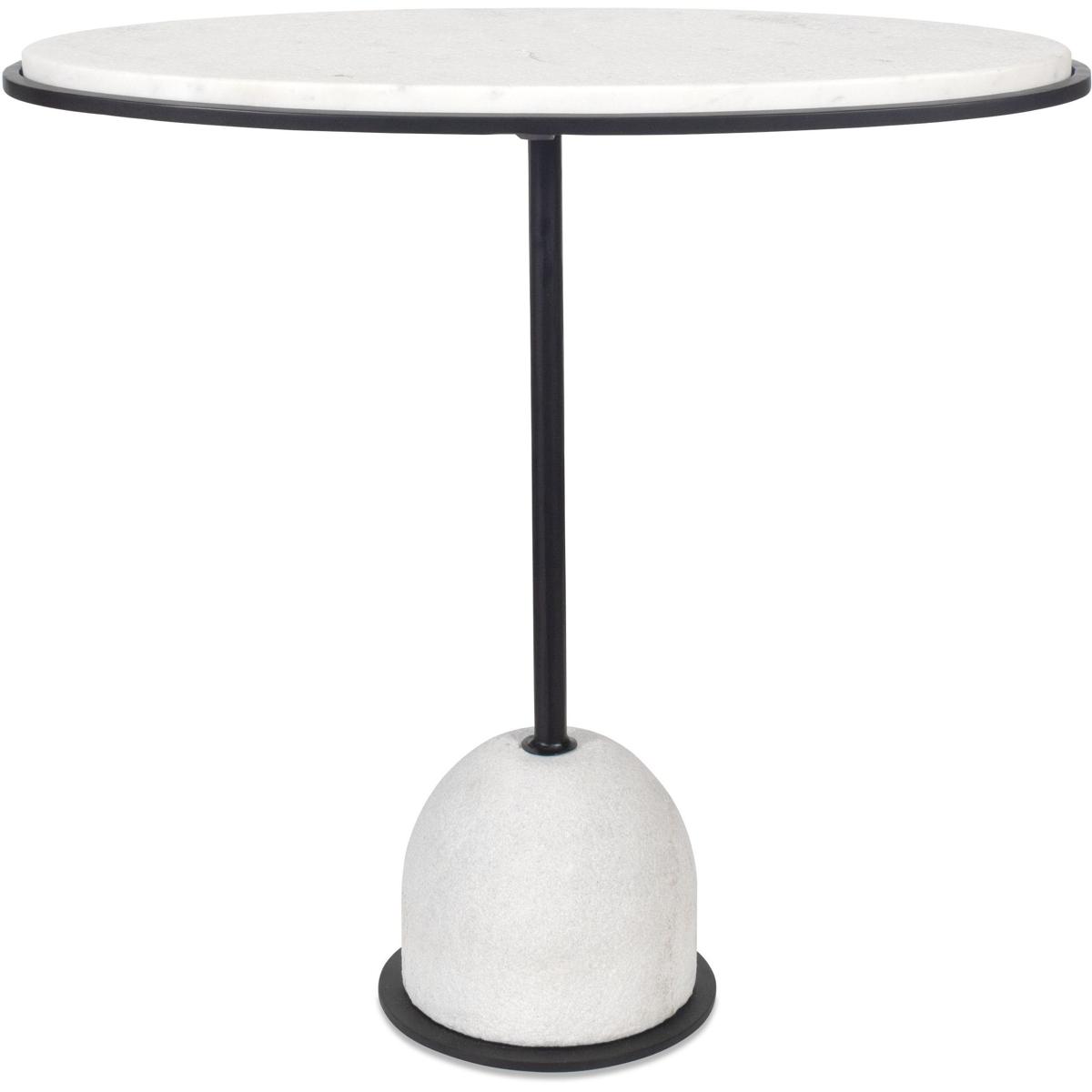 Morro White and Black Round Marble Top Side Table