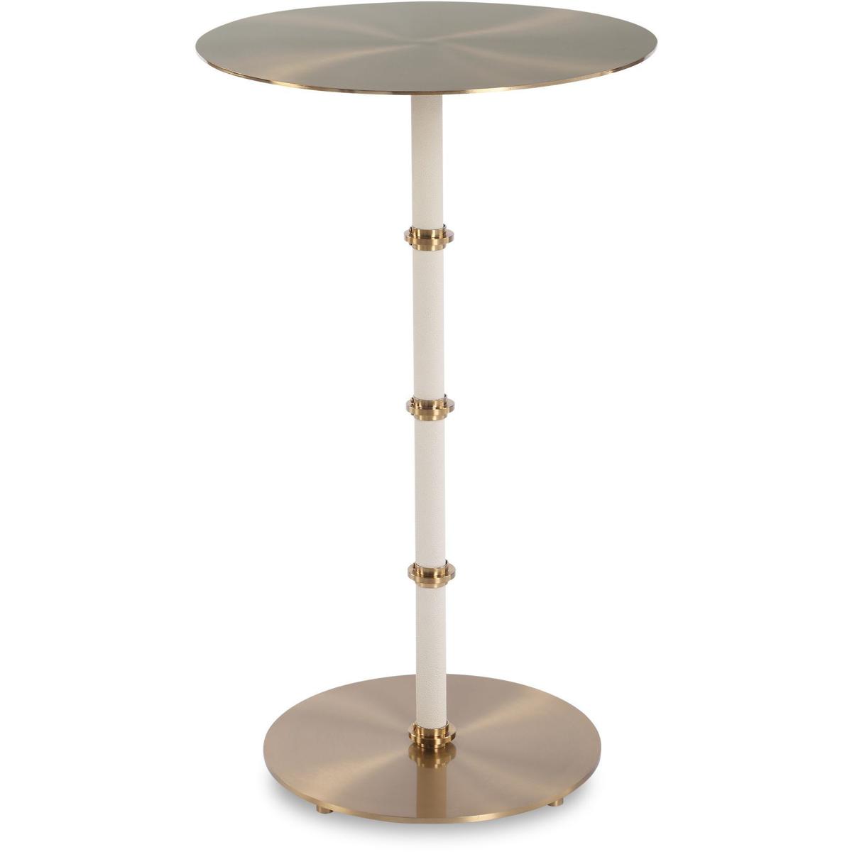 Monterey White and Brass Round Accent Table