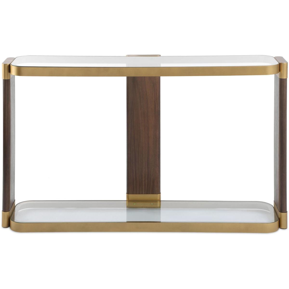 Uttermost 50202 Ryles 55.25 inch Walnut Veneer and Gold Console Table