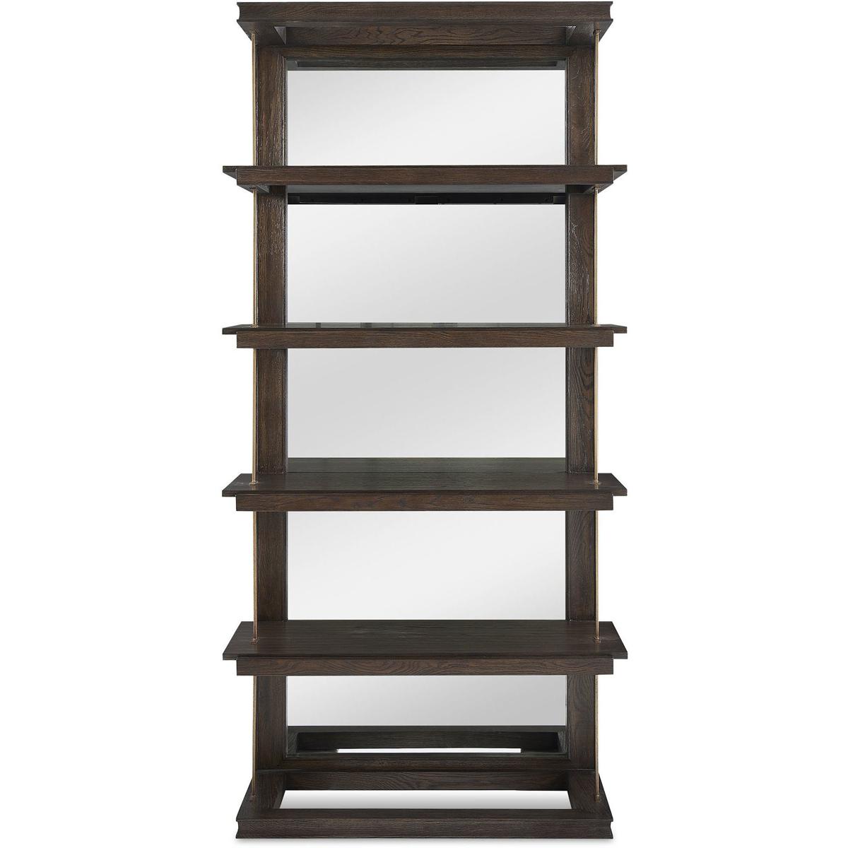 Uttermost 50229 Kai 82 X 40 inch Dark Walnut and Gold Etagere