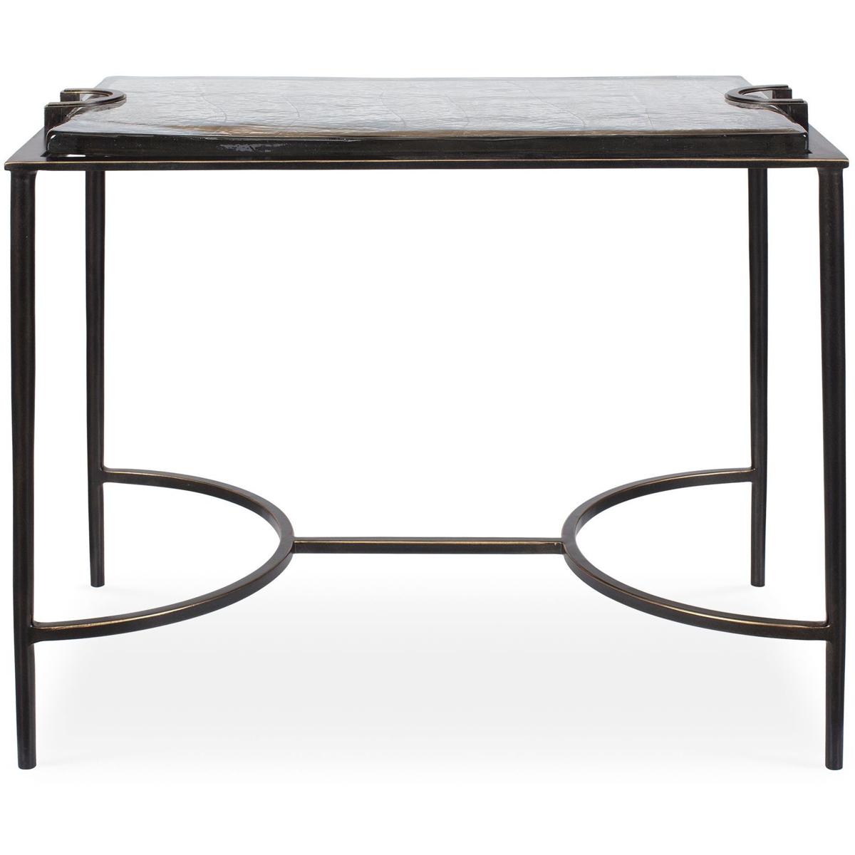 Uttermost 50352 Eisen 26.5 X 20.25 inch Textured Cast Glass and Dark Bronze Accent Table