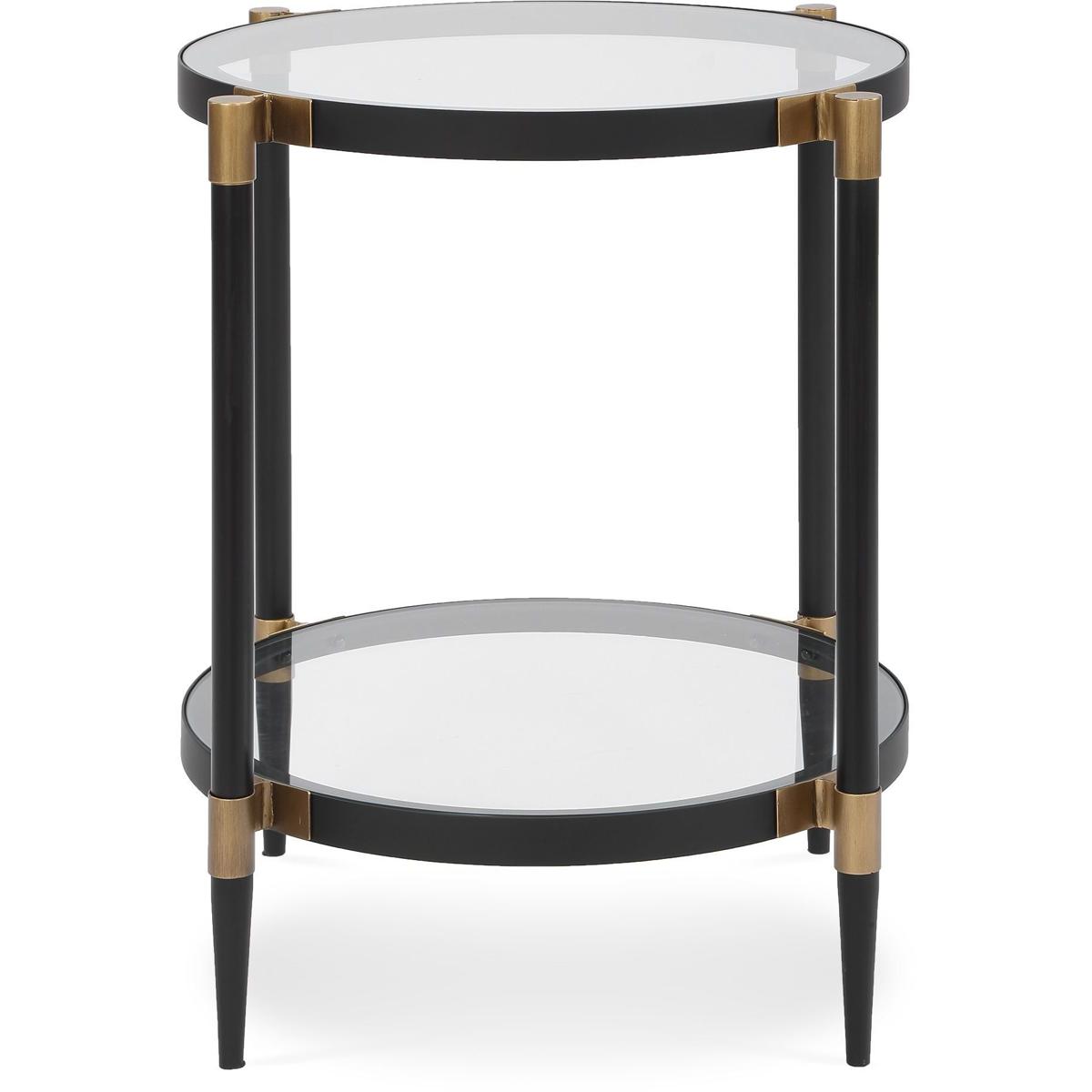 Uttermost 50360 Chadid 23.75 X 21.75 inch Black and Gold with Glass Side Table