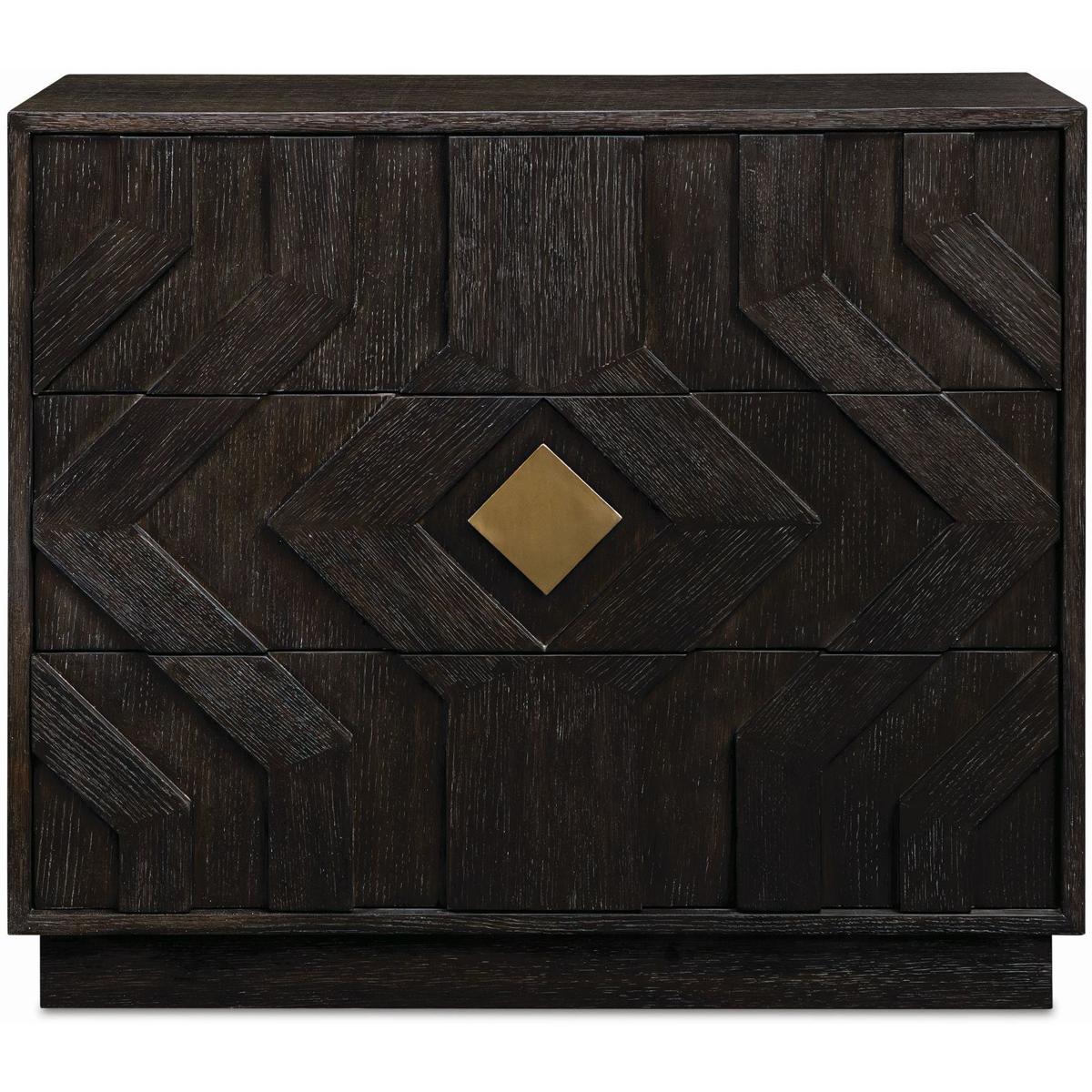 Uttermost 50366 Faulkner Oak and Brushed Gold 3 Drawer Chest