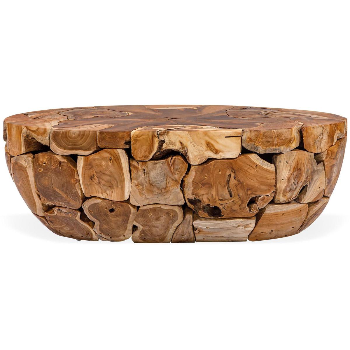 Isabella Coastal Beach Natural Teak Oval Outdoor Coffee Table