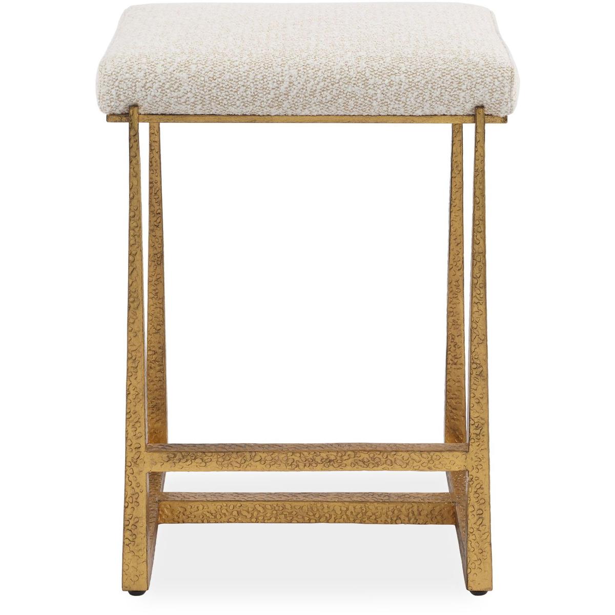 Uttermost 53030 Midas 26 inch Textured Antique Gold and Driftwood Toned Polyester Counter Stool