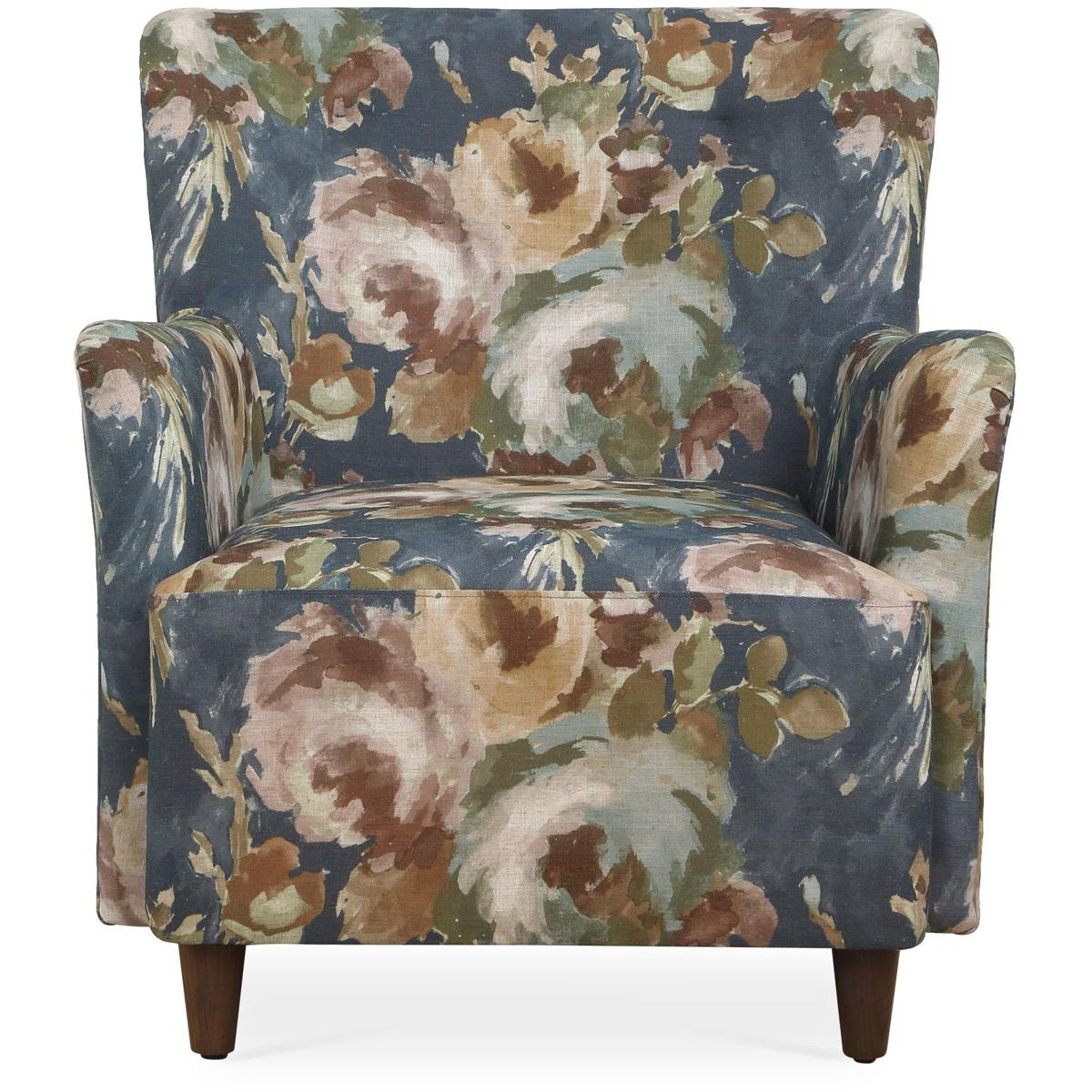 Prescott Blue and Brown Upholstered Arm Chair