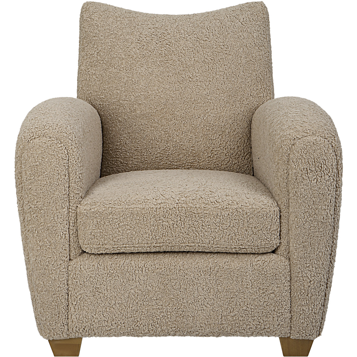 Uttermost 23694 Teddy Latte Toned Faux Shearling and Walnut Stained Wood Accent Chair