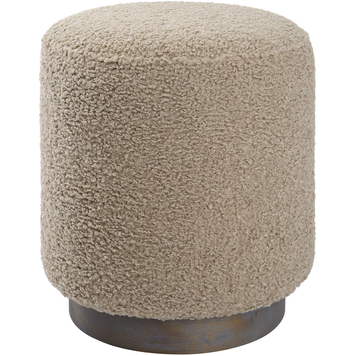 Uttermost 23714 Avila 18 inch Latte Toned Faux Shearling with Walnut Stained Oak Ottoman
