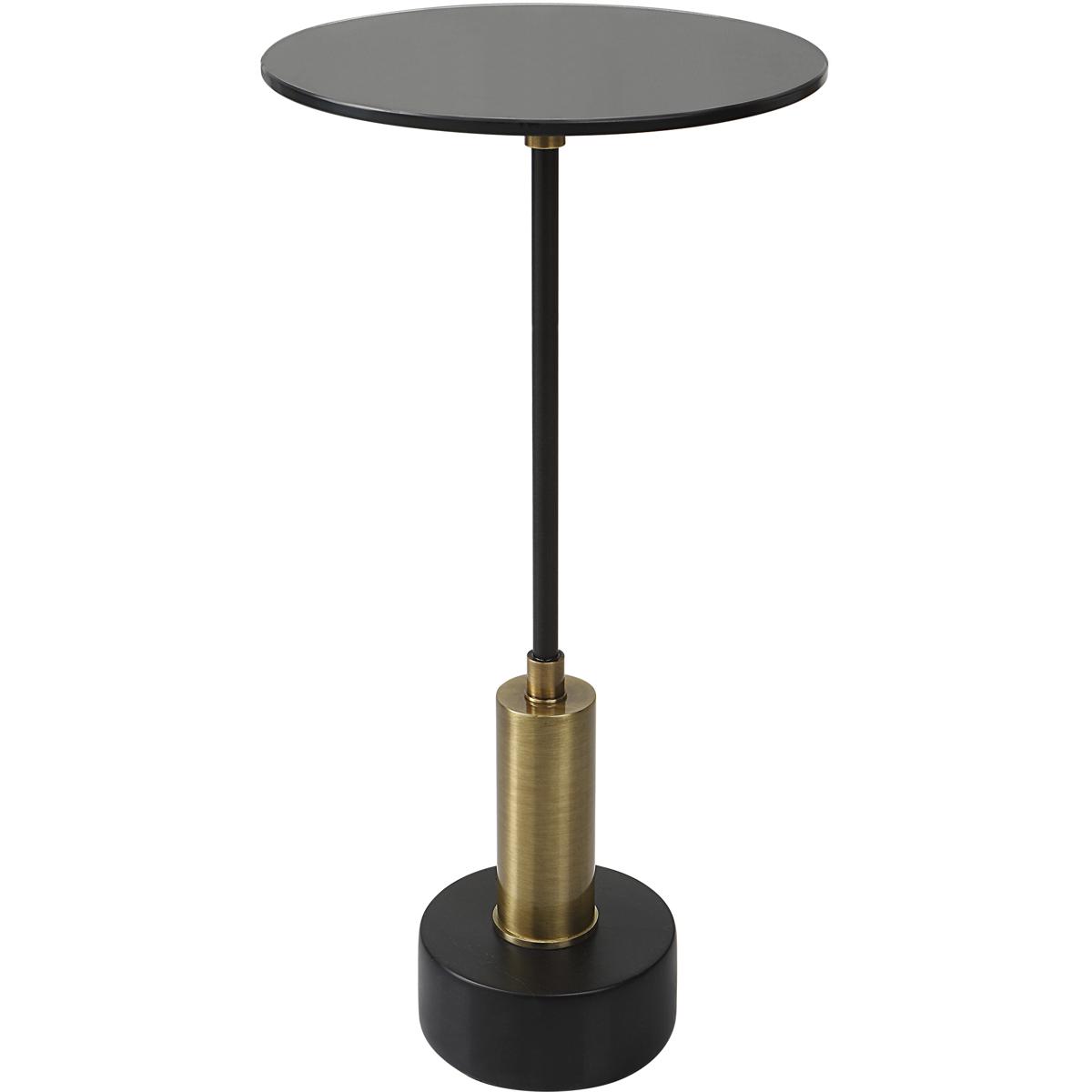 Uttermost 25242 Spector 24 X 12 inch Brushed Brass and Satin Black with Black Marble Accent Table