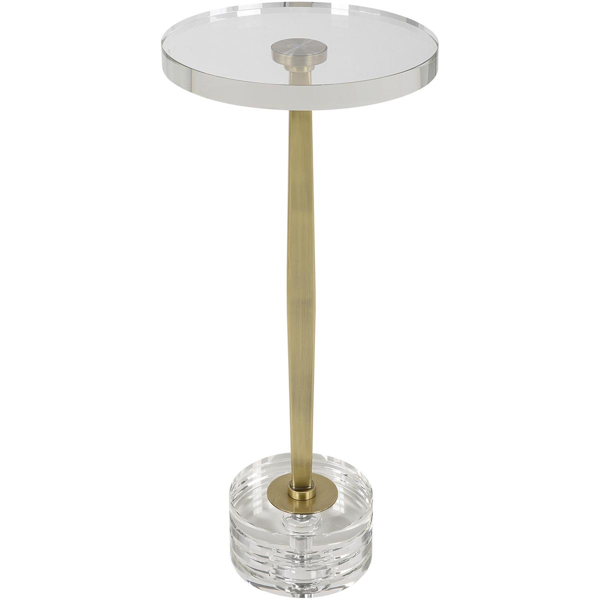 Uttermost 22908 Groove 23.75 X 10.25 inch Brushed Gold and Crystal Drink Table