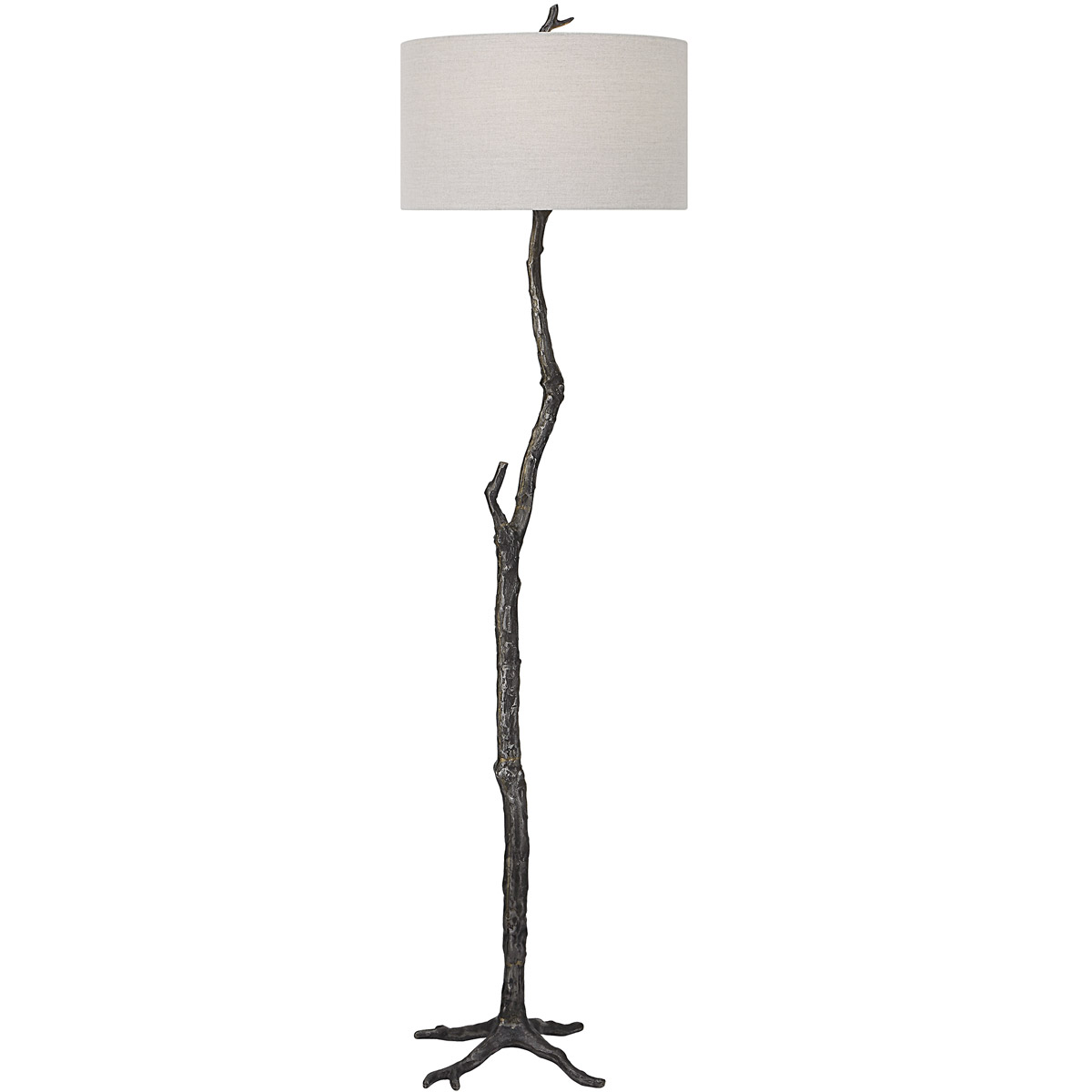 Uttermost 30063 Spruce 68.5 inch 150 watt Rustic Black and Silver Undertones Floor Lamp Portable Light