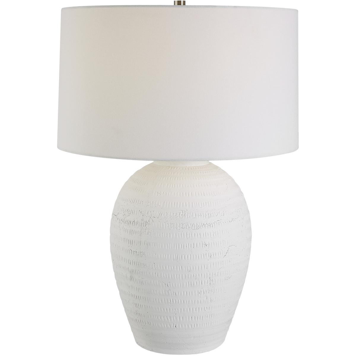 Uttermost 30236-1 Reyna 28.5 inch 150.00 watt Chalk White Glaze and Brushed Nickel Table Lamp Portable Light