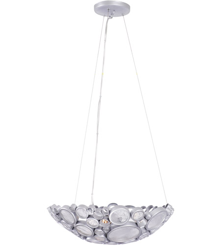 Varaluz 165p03ms Fascination 3 Light 20 Inch Metallic Silver Bowl Pendant Ceiling Light Recycled Clear Glass