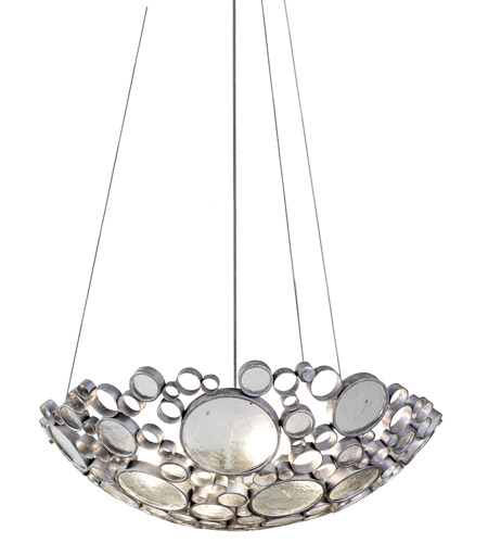 Varaluz 165P04 Fascination 4 Light 27 inch Nevada Silver with Random Silver Leafing Pendant Ceiling Light photo