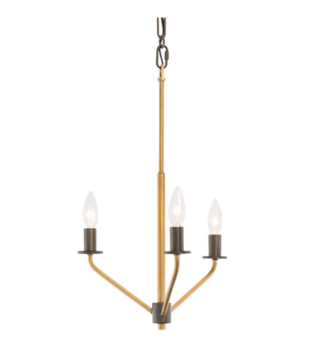 Varaluz 282C03AGRB Jake 3 Light 14 inch Antique Gold with Rustic Bronze Chandelier Ceiling Light
