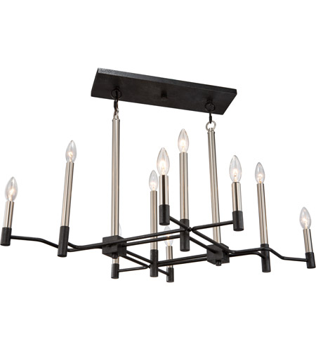 Varaluz 307n10 To Circuit With Love 10 Light 36 Inch Textured Black And Brushed Nickel Linear Pendant Ceiling Light