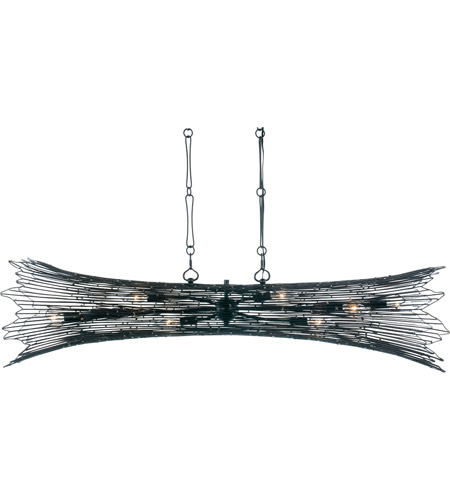 Varaluz 320N08CBAG Rikki 8 Light 48 inch Carbon and Aged Gold Linear Pendant Ceiling Light photo