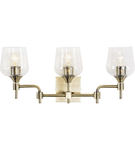 Varaluz 340B03AB Margaux 3 Light 24 inch Antique Brass and Clear Bath Vanity Light Wall Light