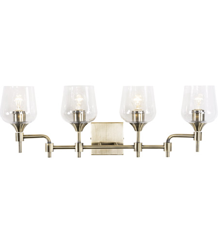 Varaluz 340b04ab Margaux 4 Light 30 Inch Antique Brass And Clear Bath Vanity Light Wall Light