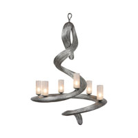 Recycled Varaluz Continuity Chandelier - Six Light w/ Partially Frosted in Blackened Silver 168C06BS thumb