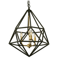 Varaluz 236P03FIG Facet 3 Light 18 inch Forged Iron and Gold Leaf Pendant Ceiling Light 236P03FIG.jpg thumb