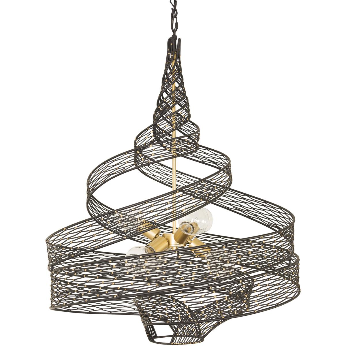 Varaluz 240P06LMBFG Flow 6 Light 30 inch Matte Black and French Gold Pendant Ceiling Light in Matte Black/French Gold