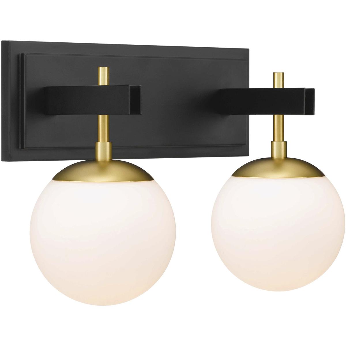 Varaluz 352B02BLSB Allie 2 Light 16.25 inch Black/Satin Brass Bath Vanity Light Wall Light