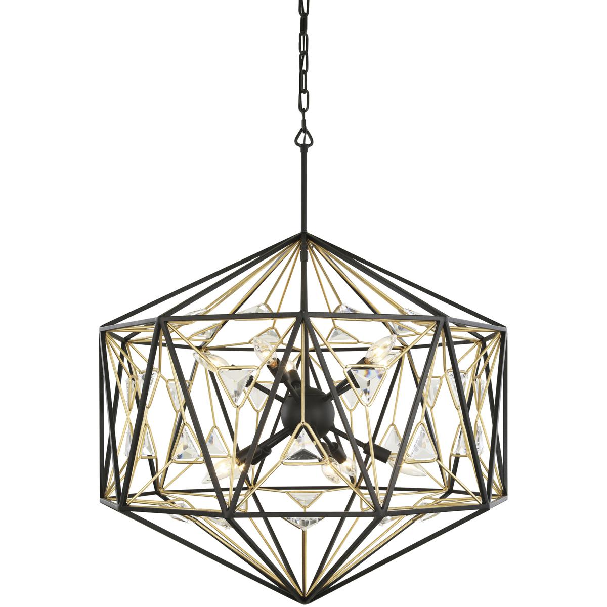 Varaluz 353P10MBFG Marcia 10 Light 30 inch Matte Black and French Gold Pendant Ceiling Light