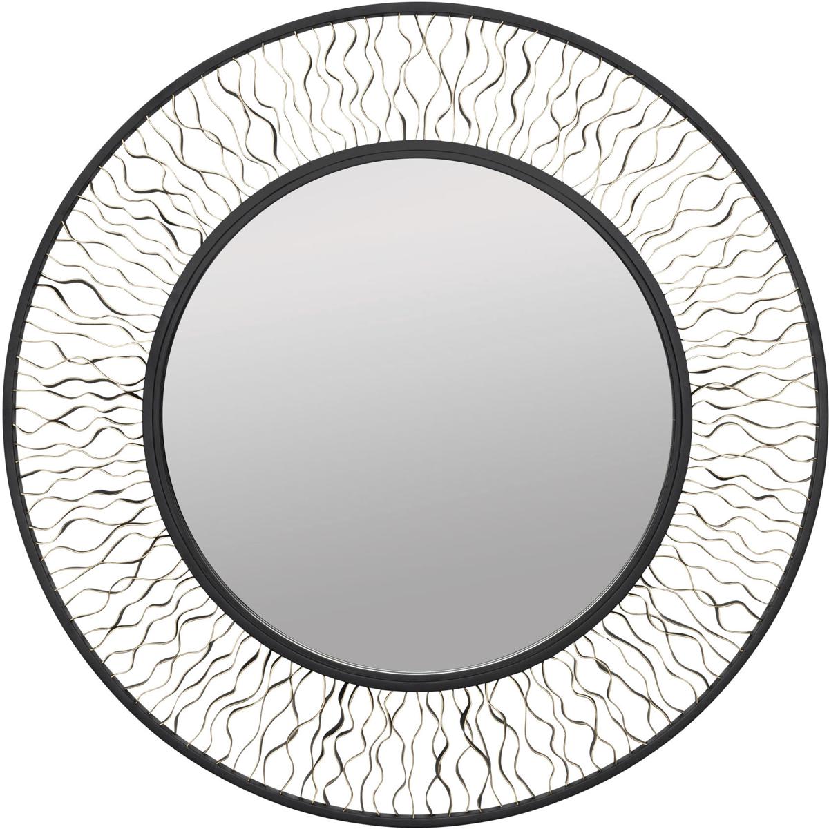 Varaluz 380MI30AMBFG Estela 30 X 30 inch Matte Black and French Gold Wall Mirror, Smithsonian Collaboration
