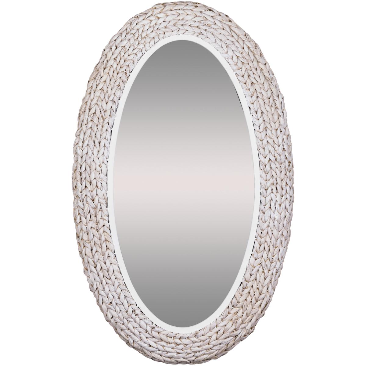 Varaluz 457MI24MWW Athena 40.25 X 24.25 inch Matte White and Whitewash Seagrass Wall Mirror
