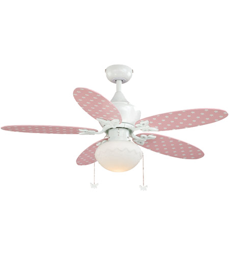 Vaxcel Fn44322w Alice 44 Inch White With Solid Pink Daisy Print Blades Ceiling Fan