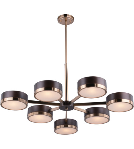 Vaxcel H0219 Madison 7 Light 36 inch Architectural Bronze and Natural Brass Chandelier Ceiling Light