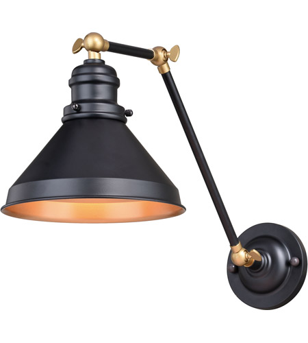 Vaxcel W0332 Alexander 1 Light 8 inch Oil Rubbed Bronze with Satin Brass Wall light
