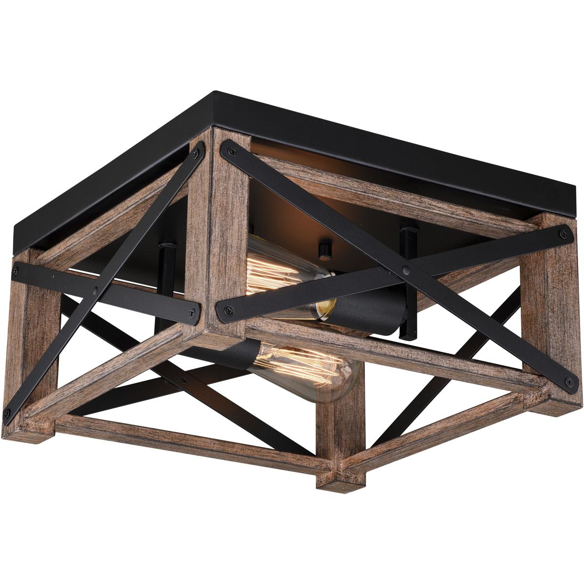 Vaxcel C0226 Colton LED 12 inch Rustic Oak and Noble Bronze Flush Mount Ceiling Light