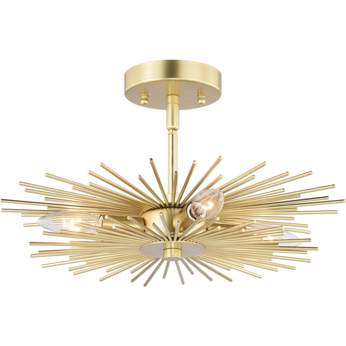 Nikko 16-in W Gold Mid-Century Modern Semi Flush Mount Ceiling Light