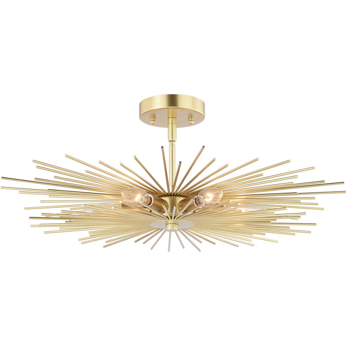 Nikko 24-in W Gold Mid-Century Modern Semi Flush Mount Ceiling Light