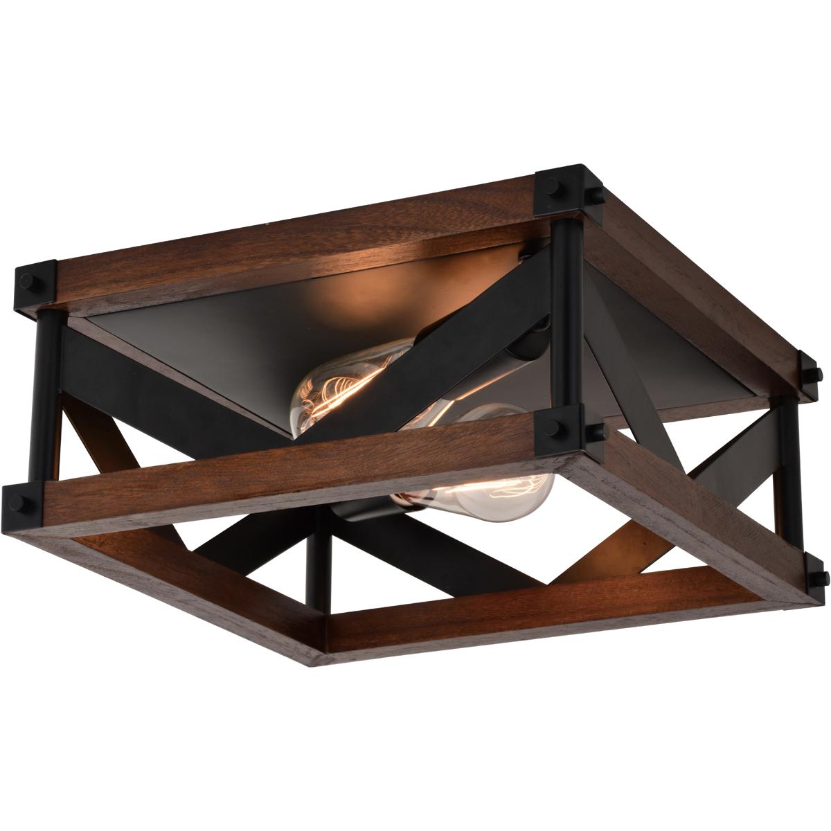 Vaxcel C0260 Wade LED 13 inch Matte Black and Sycamore Flush Mount Ceiling Light