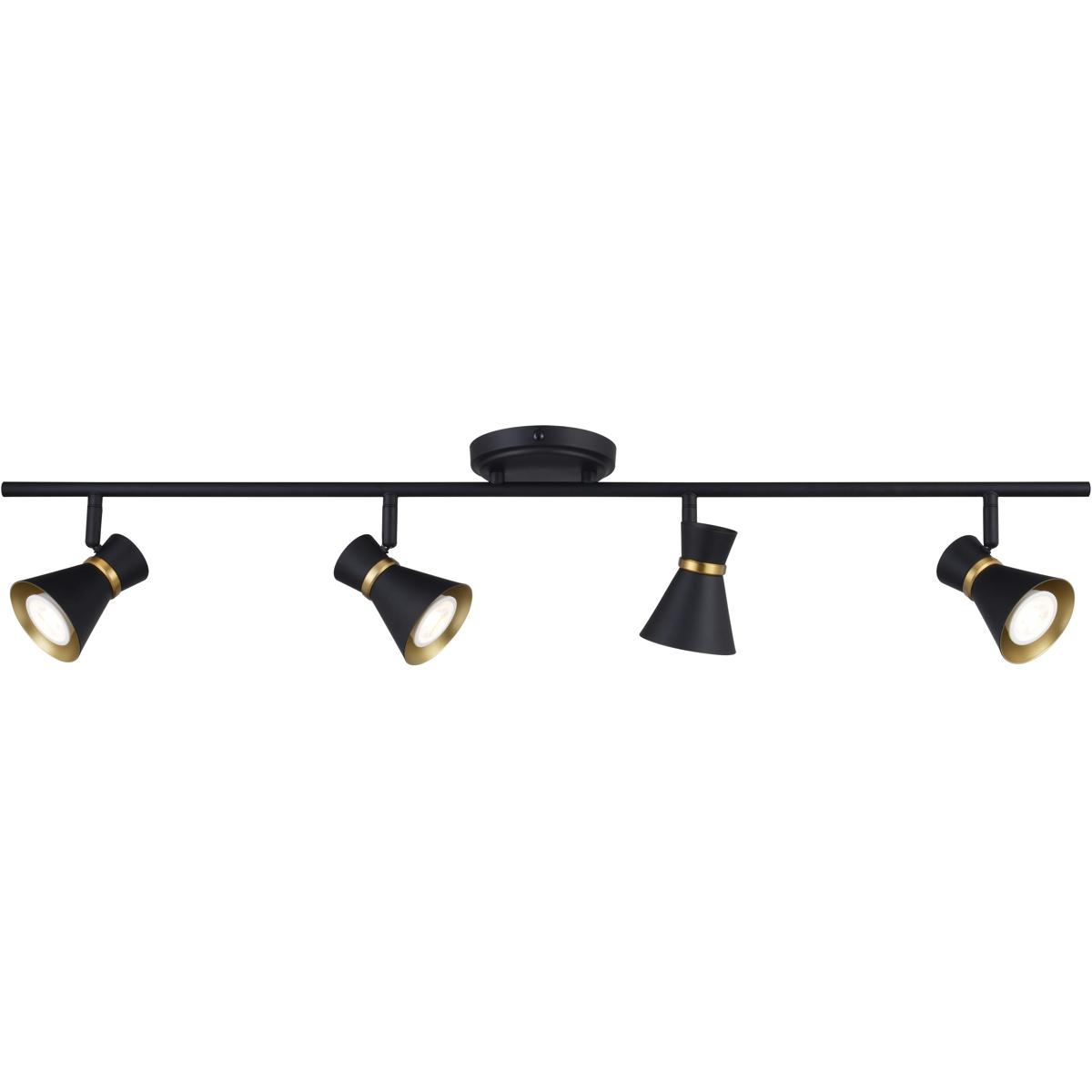 Directional Ceiling Spot Fixture, Alto 4 Light LED Matte Black with Gold Satin Brass Accents
