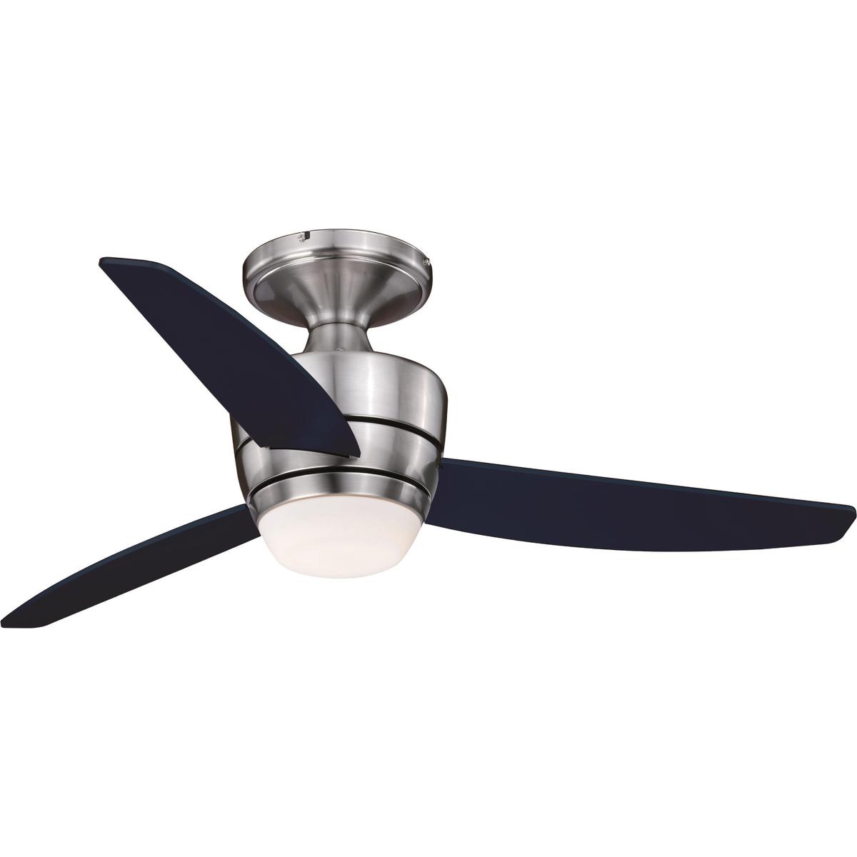 Vaxcel F0065 Adrian 44 inch Satin Nickel with Black Blades Ceiling Fan, Integrated Dimmable Remote