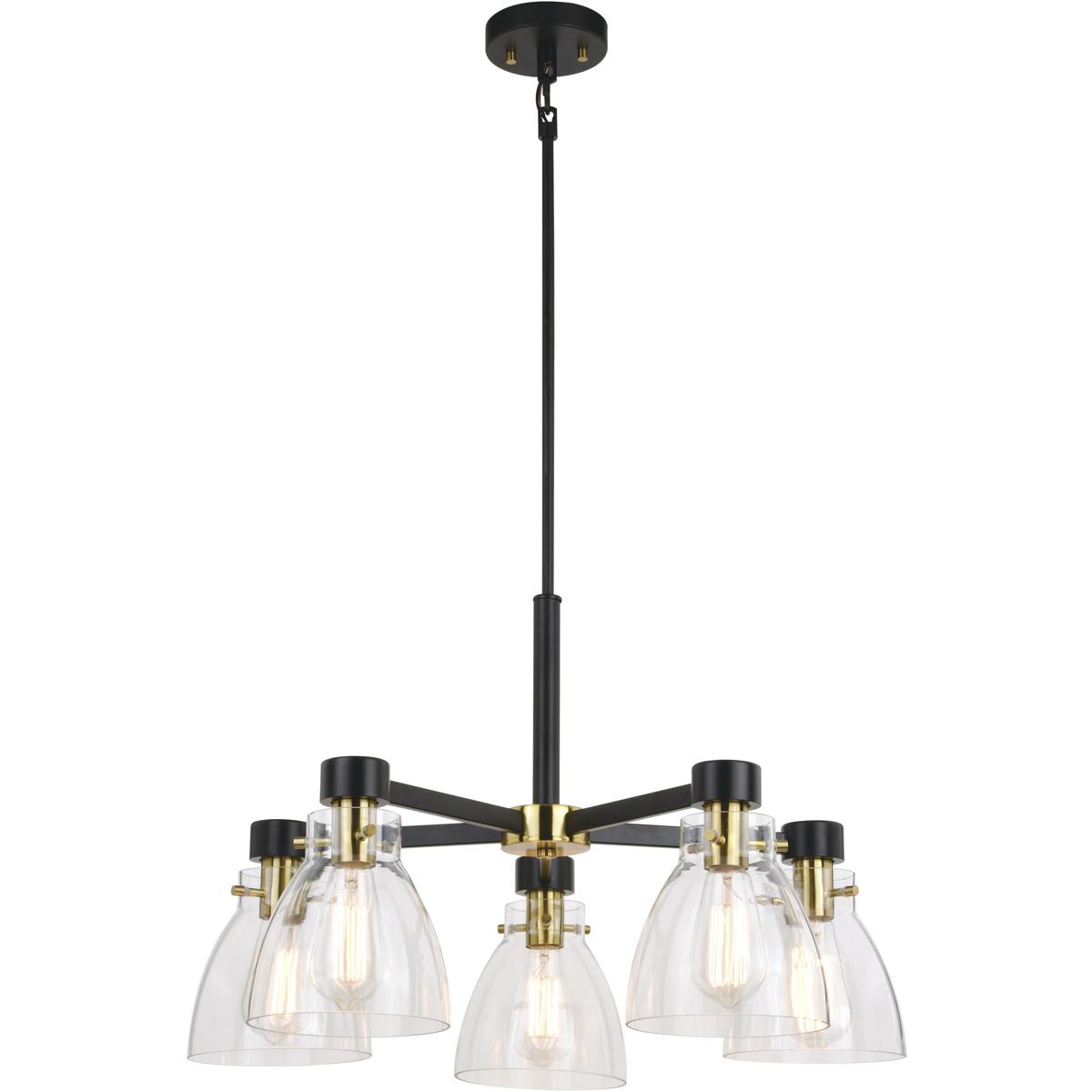 Vaxcel H0307 Elgin 5 Light 27 inch Black and Gold Chandelier Ceiling Light